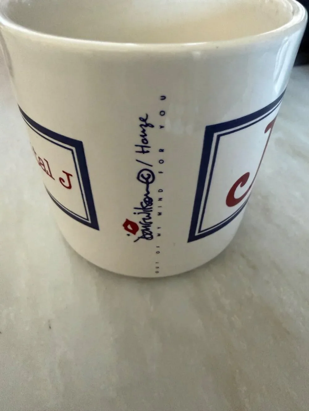 Joe Mug With Capital J Design By Grindley England White Ceramic 10 oz Capacity V